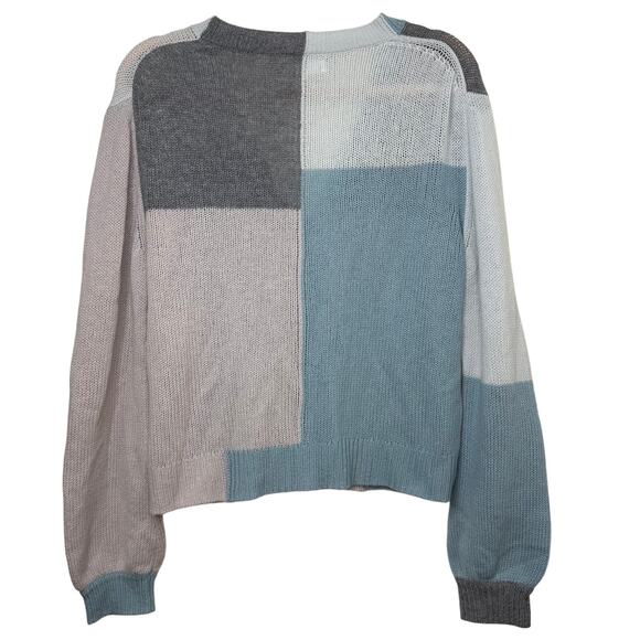Lg Chinti & Parker Wool Cashmere Color Block Cardigan Sweater Blue Gray Luxury - Picture 3 of 4